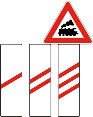  Znak    '' Priblizavanje prelazu puta preko zeleznicke pruge bez branika ili polubranika '' 