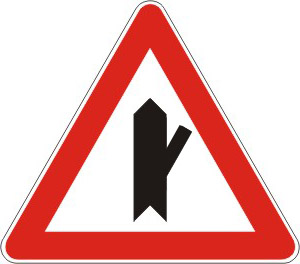 spajanje sporednog puta pod tupim uglom sa desne strane